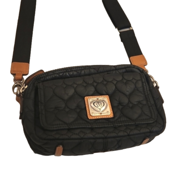 Brighton Handbags - Womens Brighton Heart to Heart Knix black Utility crossbody bag.